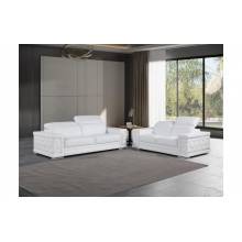 296 - Global United Genuine White Leather 2-Pc Set