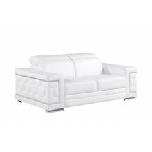 296 - Global United Genuine White Leather Loveseat