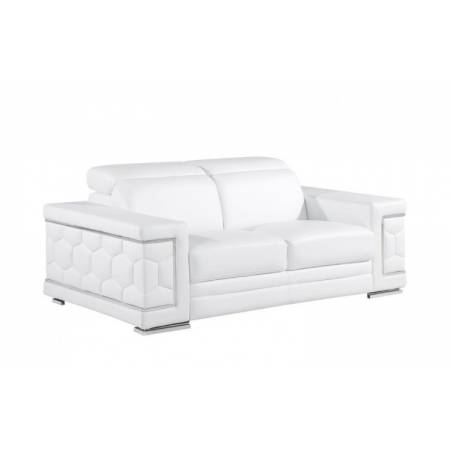 296 - Global United Genuine White Leather Loveseat