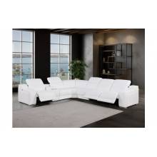 1116 - 7-PC White Italian Leather Sectional Sofa w/ 3 Power Recliners