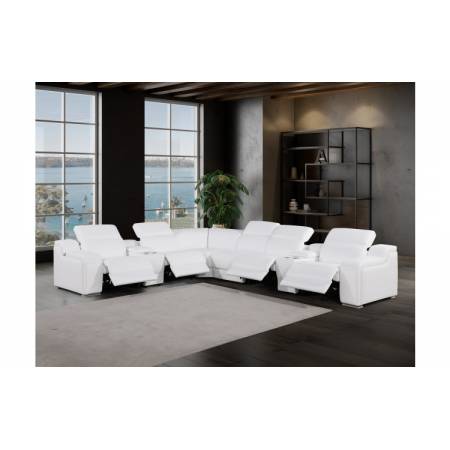 1116 - 8-PC White Italian Leather Sectional Sofa w/ 4 Power Recliners