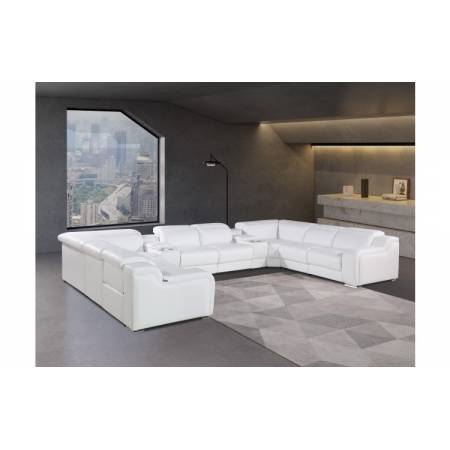 1116 - White 10-Piece 4-Power Reclining Italian Leather Sectional Sofa