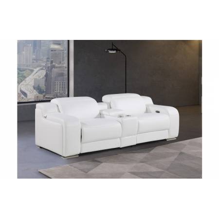 1116-WHITE-3PC 2-Power Reclining Loveseat With Power Headrest in Italian Leather
