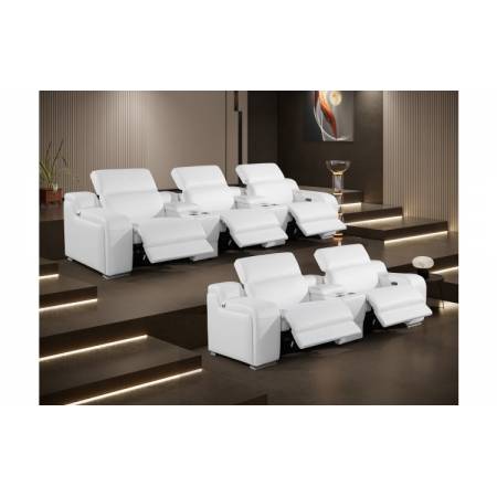 1116-WHITE - 8PC 5-Power Reclining Sofa With Power Headrest in Italian Leather