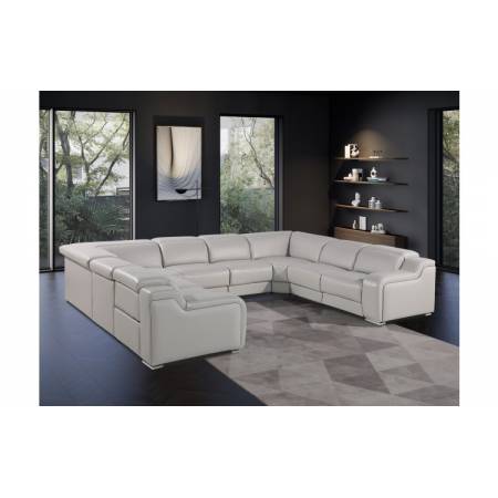 1116 - Light Gray 8-Piece No Console 4-Power Reclining Italian Leather Sectional Sofa