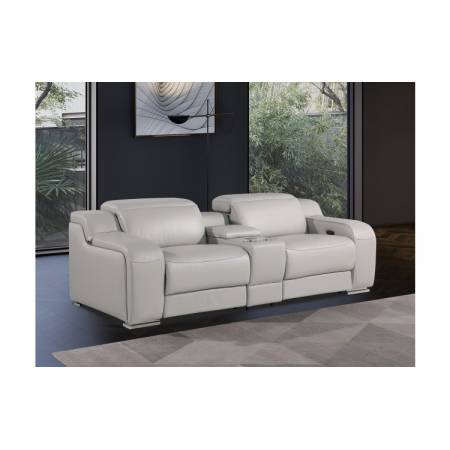 1116-LIGHT GRAY-3PC 2-Power Reclining Loveseat With Power Headrest in Italian Leather