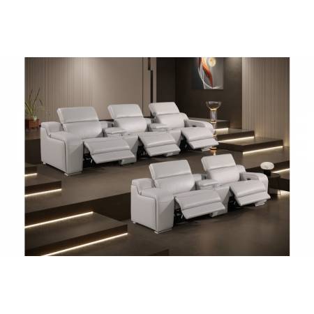 1116-LIGHT GRAY - 8PC 5-Power Reclining Sofa With Power Headrest in Italian Leather