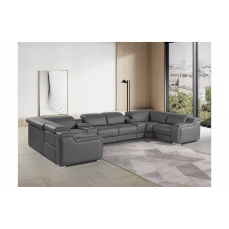 1116 - Dark Gray 12-Piece 4-Power Reclining Italian Leather Sectional Sofa