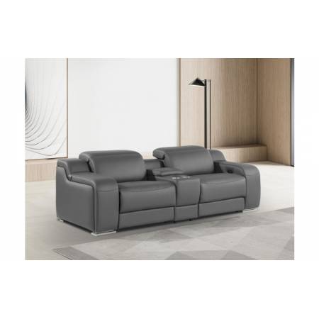 1116-DARK GRAY-3PC 2-Power Reclining Loveseat With Power Headrest in Italian Leather