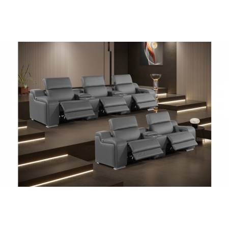 1116-DARK GRAY - 8PC 5-Power Reclining Sofa With Power Headrest in Italian Leather