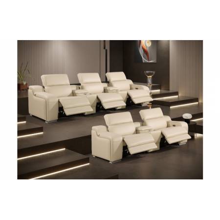 1116-BEIGE - 8PC 5-Power Reclining Sofa With Power Headrest in Italian Leather