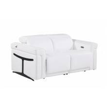 1126 - Top Grain Power Reclining Italian White Leather Loveseat