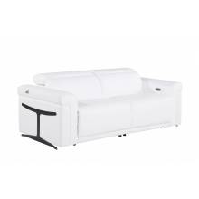 1126 - Top Grain Power Reclining Italian White Leather Sofa