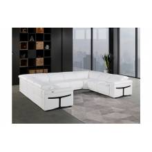 1126 - White 8-Piece-No Console 4-Power Reclining Italian Leather Sectional Sofa