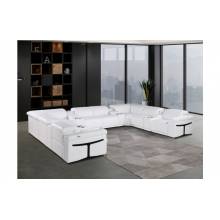 1126 - White 10-Piece 4-Power Reclining Italian Leather Sectional Sofa