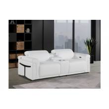 1126-WHITE- 3PC Power Reclining Loveseat With Power Headrest in Italian Leather