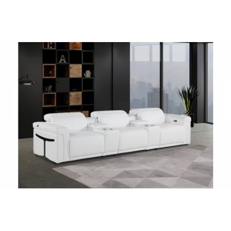 1126-WHITE - 5PC Power Reclining Sofa With Power Headrest in Italian Leather