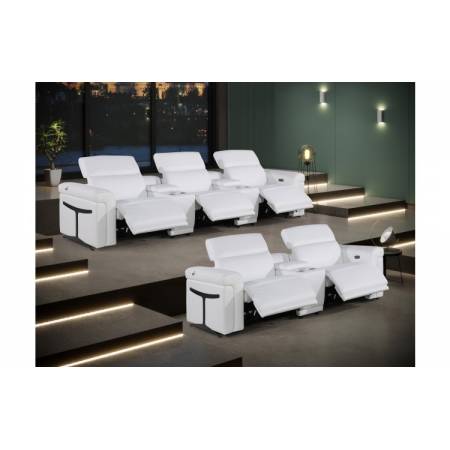 1126-WHITE- 8PC Power Reclining Sofa Set With Power Headrest in Italian Leather