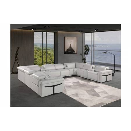 1126 - Light Gray 12-Piece 4-Power Reclining Italian Leather Sectional Sofa