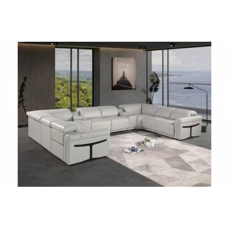 1126 - Light Gray 10-Piece 4-Power Reclining Italian Leather Sectional Sofa