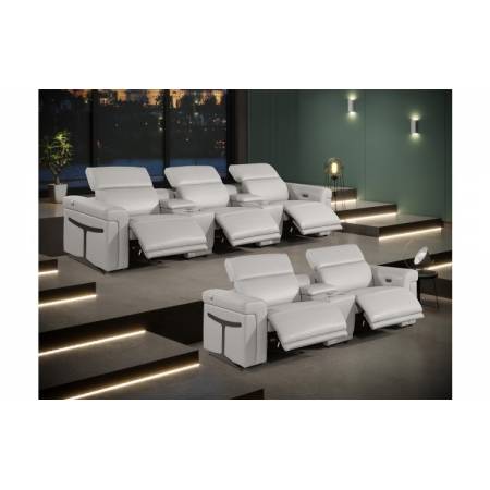 1126-LIGHT GRAY- 8PC Power Reclining Sofa Set With Power Headrest in Italian Leather