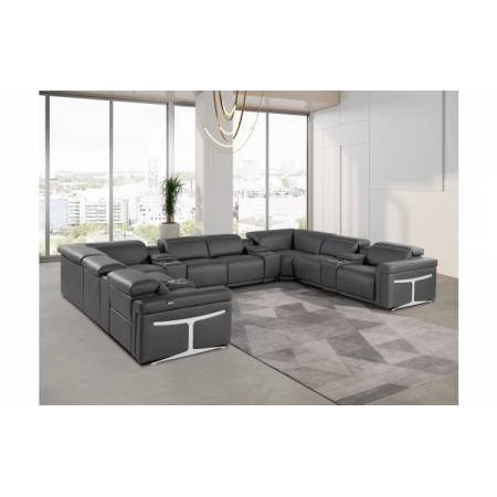 1126 - Dark Gray 12-Piece 4-Power Reclining Italian Leather Sectional Sofa