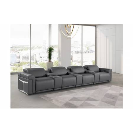 1126-DARK GRAY- 7PC Power Reclining Sofa With Power Headrest in Italian Leather