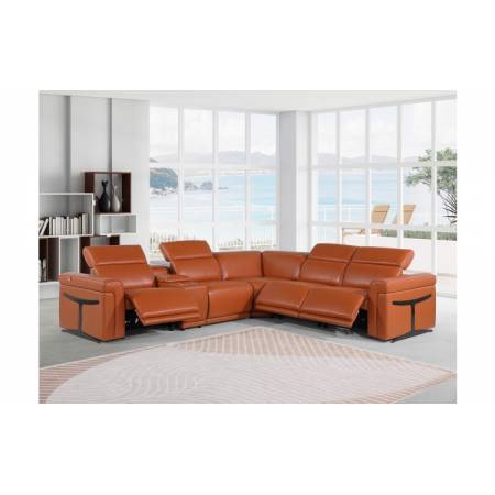 1126 - Top Grain Camel Italian Leather Sectional Sofa 6-Piece w/ 3 power recliners
