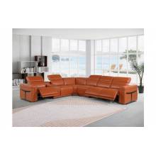 1126 - Top Grain Camel Italian Leather Sectional Sofa 7-Piece w/ 3 power recliners