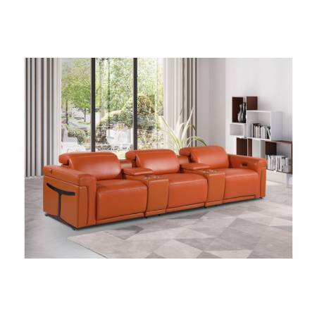 1126-CAMEL- 5PC Power Reclining Sofa With Power Headrest in Italian Leather