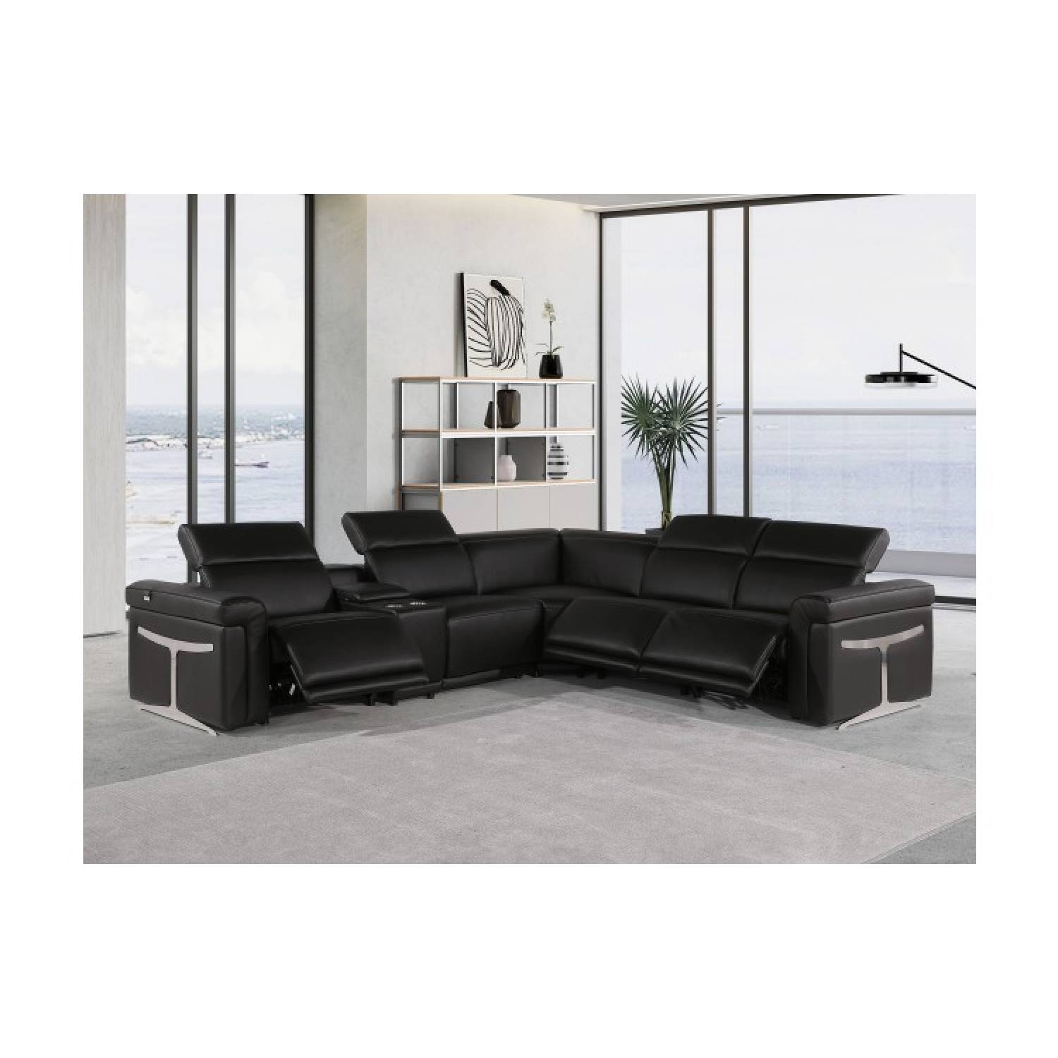 Top grain leather reclining sectional sale