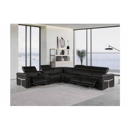 1126 - Top Grain Italian Leather Sectional Sofa 7-Piece w/ 3 power recliners Black