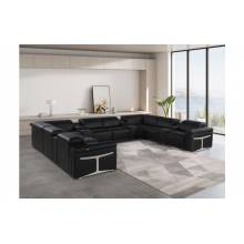 1126 - Black 12-Piece 4-Power Reclining Italian Leather Sectional Sofa