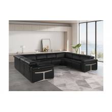 1126 - Black 8-Piece-No Console 4-Power Reclining Italian Leather Sectional Sofa