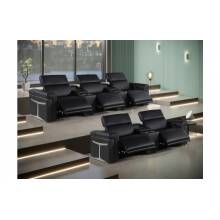 1126-BLACK- 8PC Power Reclining Sofa Set With Power Headrest in Italian Leather