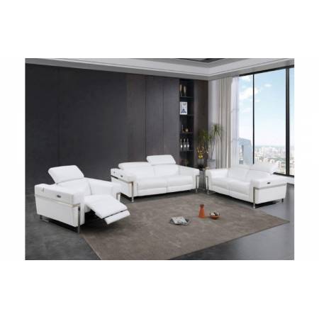990-WHITE-3PC White Power Reclining Sofa Set