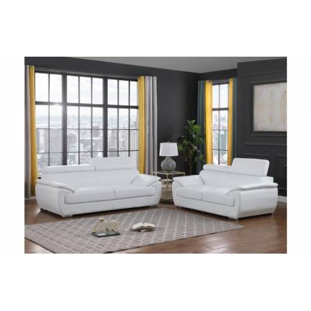 4571-WHITE-2PC White Sofa Love