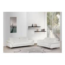 727-WHITE-2PC White Sofa Loveseat 