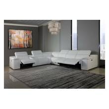 9762-WHITE-3PWR-7PC White 3-Power Reclining 7PC Sectional w/ 1-Console