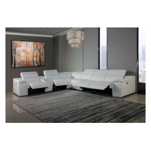 9762-WHITE-4PWR-7PC White 4-Power Reclining 7PC Sectional w/ 1-Console