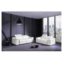 9762-WHITE-2PC White Power Reclining Sofa Love