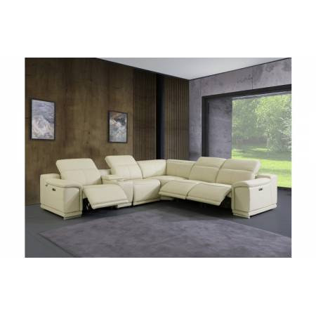 9762-BEIGE-3PWR-6PC Beige 3-Power Reclining 6PC Sectional w/ 1-Console