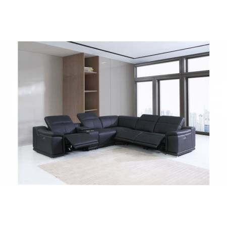 9762-BLACK-3PWR-6PC Black 3-Power Reclining 6PC Sectional w/ 1-Console
