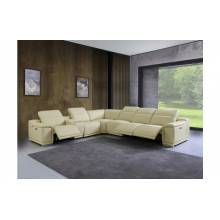 9762-BEIGE-3PWR-7PC Beige 3-Power Reclining 7PC Sectional w/ 1-Console