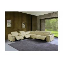 9762-BEIGE-4PWR-7PC Beige 4-Power Reclining 7PC Sectional w/ 1-Console
