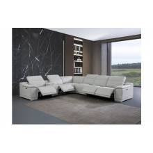 9762-LT_GRAY-4PWR-7PC Light Gray 4-Power Reclining 7PC Sectional w/ 1-Console