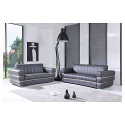 904-DK_GRAY-S-L 2PC SETS Dark Gray Italian Leather Sofa + Loveseat 