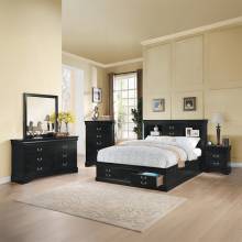 24390Q-4PC 4PC SETS Louis Philippe III Queen Bed W/Storage