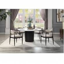 DN02141-5PC 5PC SETS Jaramillo Round Dining Table W/Engineering Marble Top + 4 Side Chairs