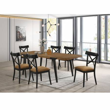 DN02305-7PC 7PC SETS Hillary Dining Table W/2 Leaves + 6 Side Chairs